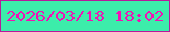 文字の大きさ：3、枠の色：b8199b、背景の色：3cedaa、文字の色：f111b6 無料ブログパーツのブログ時計
