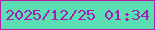 文字の大きさ：3、枠の色：b81ea3、背景の色：5bdfb2、文字の色：a51db4 無料ブログパーツのブログ時計