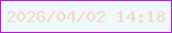 文字の大きさ：5、枠の色：b81ecd、背景の色：edf9fb、文字の色：f8d6c4 無料ブログパーツのブログ時計