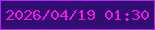文字の大きさ：4、枠の色：b81ff4、背景の色：2f0e72、文字の色：fb13e6 無料ブログパーツのブログ時計