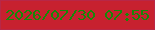文字の大きさ：3、枠の色：b82747、背景の色：c7212f、文字の色：158908 無料ブログパーツのブログ時計