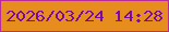 文字の大きさ：3、枠の色：b82c9a、背景の色：e78d1d、文字の色：780ba6 無料ブログパーツのブログ時計
