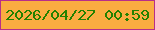 文字の大きさ：4、枠の色：b82e89、背景の色：faac41、文字の色：238100 無料ブログパーツのブログ時計