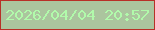 文字の大きさ：4、枠の色：b83027、背景の色：abc59e、文字の色：b1faab 無料ブログパーツのブログ時計