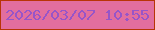 文字の大きさ：3、枠の色：b83506、背景の色：e26e9e、文字の色：9755c8 無料ブログパーツのブログ時計