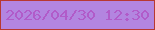 文字の大きさ：2、枠の色：b83831、背景の色：b385e0、文字の色：b15bc9 無料ブログパーツのブログ時計
