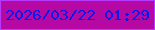 文字の大きさ：1、枠の色：b83bfd、背景の色：b608a3、文字の色：0a18e8 無料ブログパーツのブログ時計