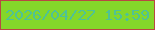 文字の大きさ：4、枠の色：b84842、背景の色：84d72a、文字の色：4ec295 無料ブログパーツのブログ時計