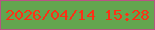 文字の大きさ：4、枠の色：b85484、背景の色：63a54f、文字の色：fc3015 無料ブログパーツのブログ時計