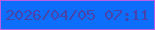 文字の大きさ：1、枠の色：b85de7、背景の色：0d6efc、文字の色：4843ab 無料ブログパーツのブログ時計