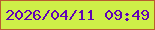 文字の大きさ：1、枠の色：b85e2f、背景の色：ceef48、文字の色：6102b5 無料ブログパーツのブログ時計