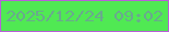 文字の大きさ：2、枠の色：b85fd9、背景の色：50e953、文字の色：69aa8d 無料ブログパーツのブログ時計