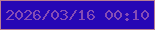文字の大きさ：2、枠の色：b87d93、背景の色：2606b5、文字の色：854cb5 無料ブログパーツのブログ時計