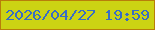 文字の大きさ：3、枠の色：b87e09、背景の色：ccd313、文字の色：386dc4 無料ブログパーツのブログ時計