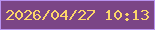 文字の大きさ：3、枠の色：b892ef、背景の色：7b4586、文字の色：fcd66a 無料ブログパーツのブログ時計