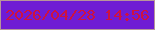 文字の大きさ：2、枠の色：b8959a、背景の色：6f1cd4、文字の色：cd1240 無料ブログパーツのブログ時計