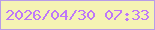 文字の大きさ：5、枠の色：b89ce8、背景の色：f5f3b4、文字の色：be78f8 無料ブログパーツのブログ時計