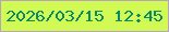 文字の大きさ：2、枠の色：b8a3bd、背景の色：d1fa55、文字の色：088968 無料ブログパーツのブログ時計