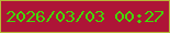 文字の大きさ：2、枠の色：b8b838、背景の色：ae1537、文字の色：44d608 無料ブログパーツのブログ時計