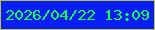 文字の大きさ：4、枠の色：b8c23e、背景の色：081ef3、文字の色：0dfe45 無料ブログパーツのブログ時計