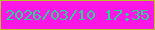 文字の大きさ：5、枠の色：b8c423、背景の色：fc17e7、文字の色：28d395 無料ブログパーツのブログ時計