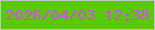 文字の大きさ：4、枠の色：b8cac6、背景の色：5aca08、文字の色：d946f8 無料ブログパーツのブログ時計