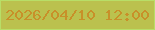 文字の大きさ：4、枠の色：b8de67、背景の色：bbc14e、文字の色：c89029 無料ブログパーツのブログ時計