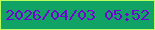 文字の大きさ：4、枠の色：b8fe5e、背景の色：11a366、文字の色：7003d0 無料ブログパーツのブログ時計