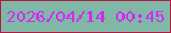 文字の大きさ：5、枠の色：b9133c、背景の色：7fb8a6、文字の色：d527f9 無料ブログパーツのブログ時計