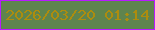文字の大きさ：2、枠の色：b919ff、背景の色：5f844e、文字の色：ad8c0e 無料ブログパーツのブログ時計