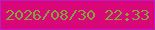 文字の大きさ：5、枠の色：b91bc5、背景の色：d90678、文字の色：86a03b 無料ブログパーツのブログ時計