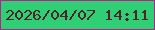文字の大きさ：4、枠の色：b9208d、背景の色：2fcf75、文字の色：512227 無料ブログパーツのブログ時計