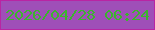 文字の大きさ：3、枠の色：b925a3、背景の色：9f4fb8、文字の色：3cb42e 無料ブログパーツのブログ時計