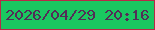 文字の大きさ：3、枠の色：b92947、背景の色：1ac760、文字の色：532d57 無料ブログパーツのブログ時計