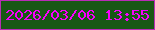 文字の大きさ：5、枠の色：b92cb6、背景の色：185815、文字の色：f800fc 無料ブログパーツのブログ時計