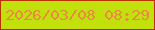文字の大きさ：2、枠の色：b93205、背景の色：c2e00c、文字の色：e98b3e 無料ブログパーツのブログ時計