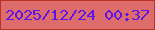 文字の大きさ：2、枠の色：b93223、背景の色：dd6c6b、文字の色：5b14e9 無料ブログパーツのブログ時計
