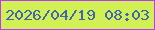 文字の大きさ：3、枠の色：b93afe、背景の色：d1f054、文字の色：4464b1 無料ブログパーツのブログ時計