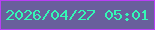 文字の大きさ：3、枠の色：b93ff5、背景の色：695f9c、文字の色：34f8b6 無料ブログパーツのブログ時計