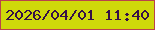 文字の大きさ：5、枠の色：b9424b、背景の色：cfd80a、文字の色：350f47 無料ブログパーツのブログ時計