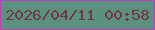 文字の大きさ：1、枠の色：b942ba、背景の色：5c917f、文字の色：723747 無料ブログパーツのブログ時計