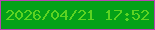 文字の大きさ：1、枠の色：b943b3、背景の色：04a117、文字の色：5cd322 無料ブログパーツのブログ時計