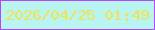 文字の大きさ：1、枠の色：b946f6、背景の色：b8f4f0、文字の色：f0e34f 無料ブログパーツのブログ時計