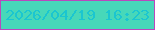文字の大きさ：5、枠の色：b949bd、背景の色：47d8b9、文字の色：1bc6d0 無料ブログパーツのブログ時計