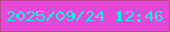 文字の大きさ：5、枠の色：b94a8f、背景の色：e848d8、文字の色：0ff1e6 無料ブログパーツのブログ時計