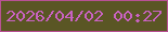 文字の大きさ：4、枠の色：b95194、背景の色：5a5624、文字の色：c962c1 無料ブログパーツのブログ時計