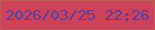 文字の大きさ：4、枠の色：b96151、背景の色：cf425c、文字の色：5140a3 無料ブログパーツのブログ時計