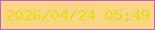 文字の大きさ：5、枠の色：b961cc、背景の色：fcd582、文字の色：dfde1a 無料ブログパーツのブログ時計