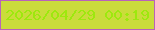 文字の大きさ：5、枠の色：b963b9、背景の色：cadc3b、文字の色：9de80e 無料ブログパーツのブログ時計