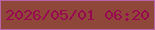 文字の大きさ：4、枠の色：b965a9、背景の色：8f4739、文字の色：990752 無料ブログパーツのブログ時計